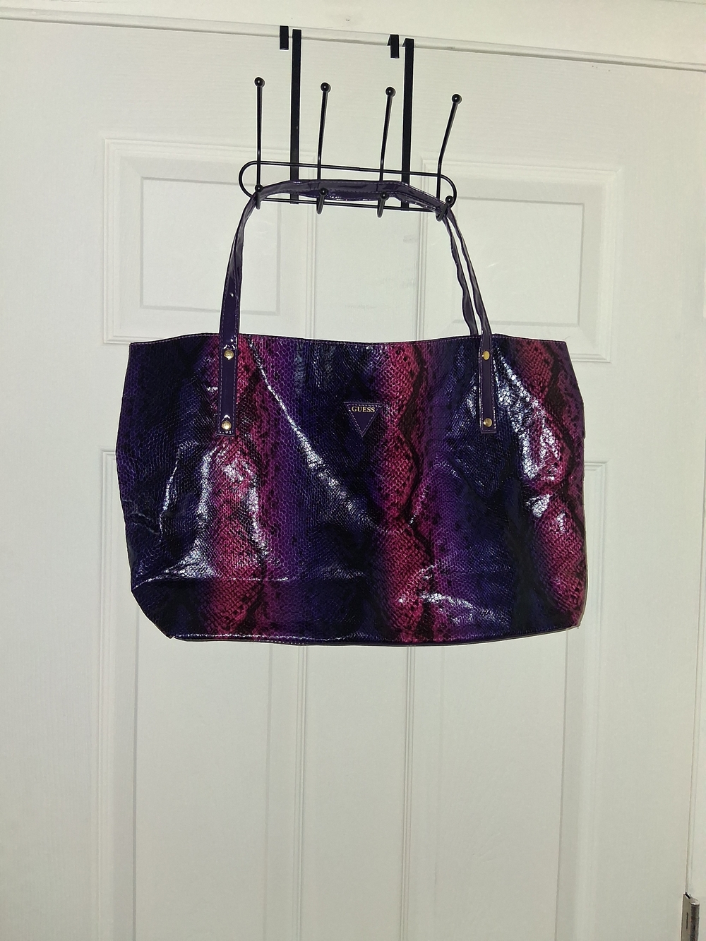 Guess Purple and Pink Snake-Print Tote
